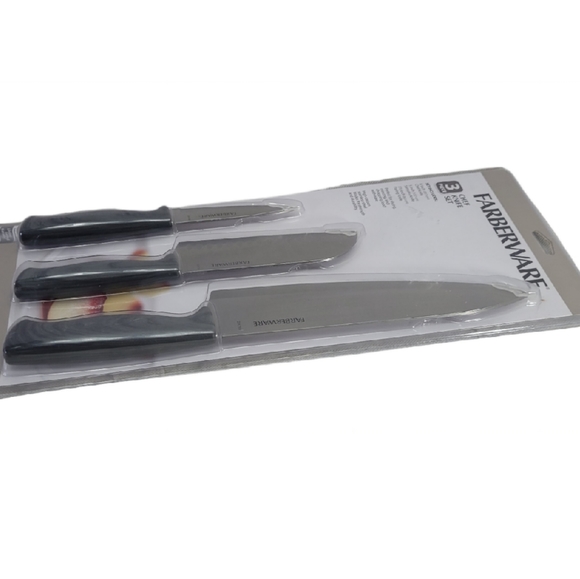 Farberware Set Of 3 Chef, Santoku & Paring Knives Steinless Steel New - Picture 5 of 8